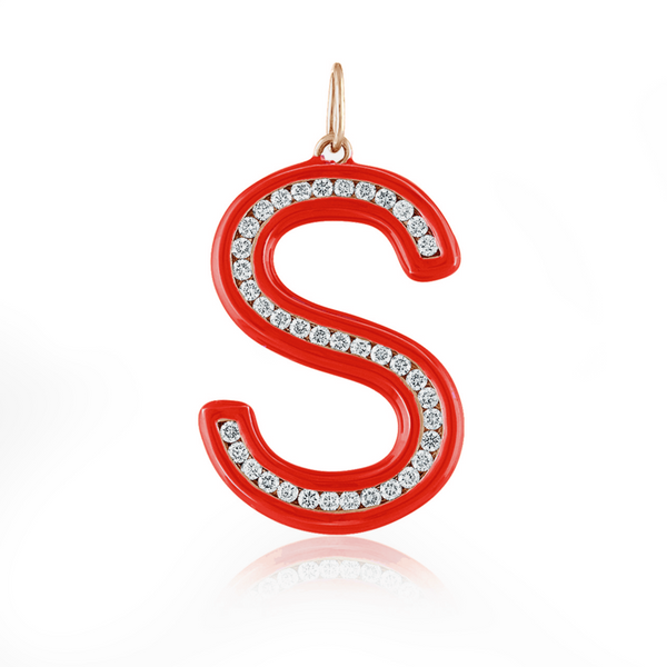 Enamel and Diamond Initial Charm