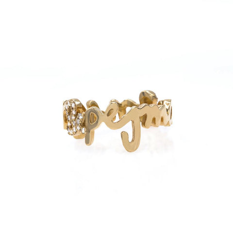 Two Name Ring with Diamond Accent