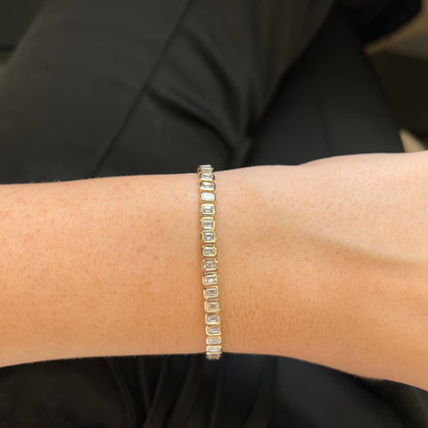 Bezel Set Emerald Tennis Bracelet 4.56ct