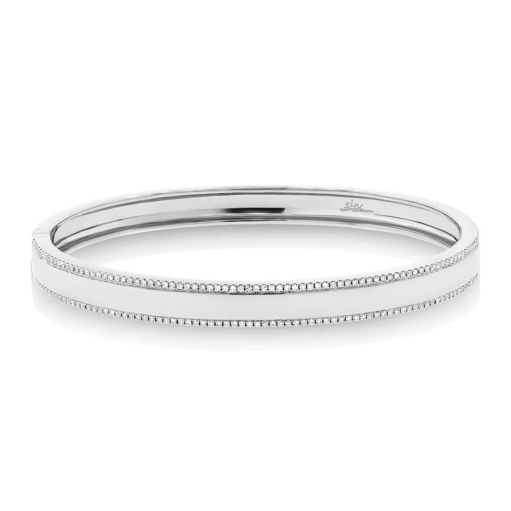 Gold Bangle with Diamond Pave Outline
