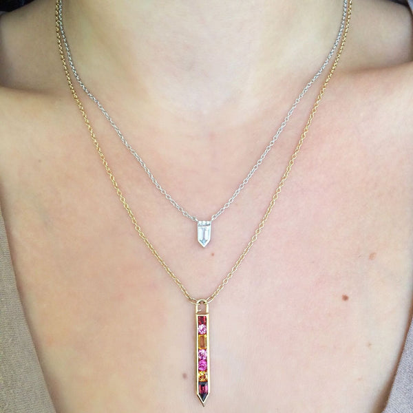 Vertical Gemstone Arrow Necklace