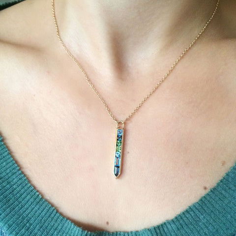 Vertical Gemstone Arrow Necklace