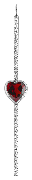 Pave Bar with Gemstone Bezel Heart Charm