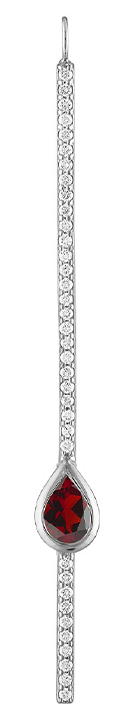 Pave Bar with Gemstone Bezel Pear Charm