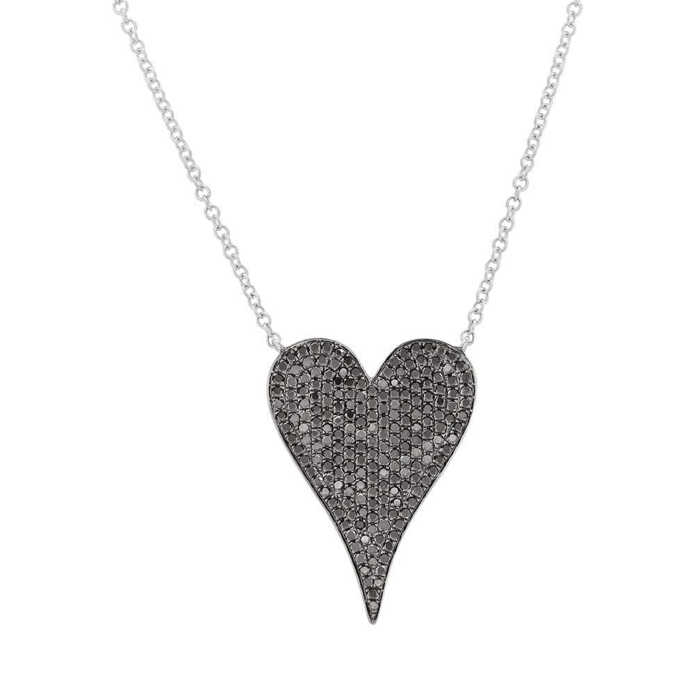 Black Diamond Medium Heart Necklace