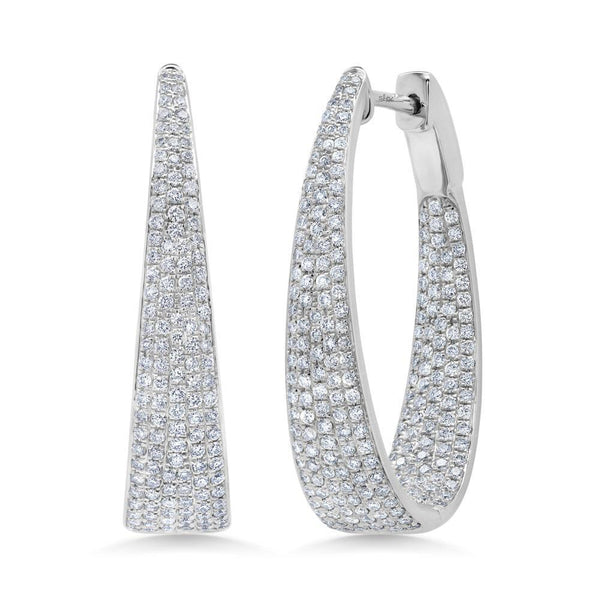 Diamond Pave Oval Hoop Earrings