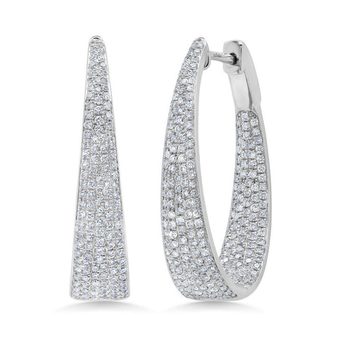 Diamond Pave Oval Hoop Earrings
