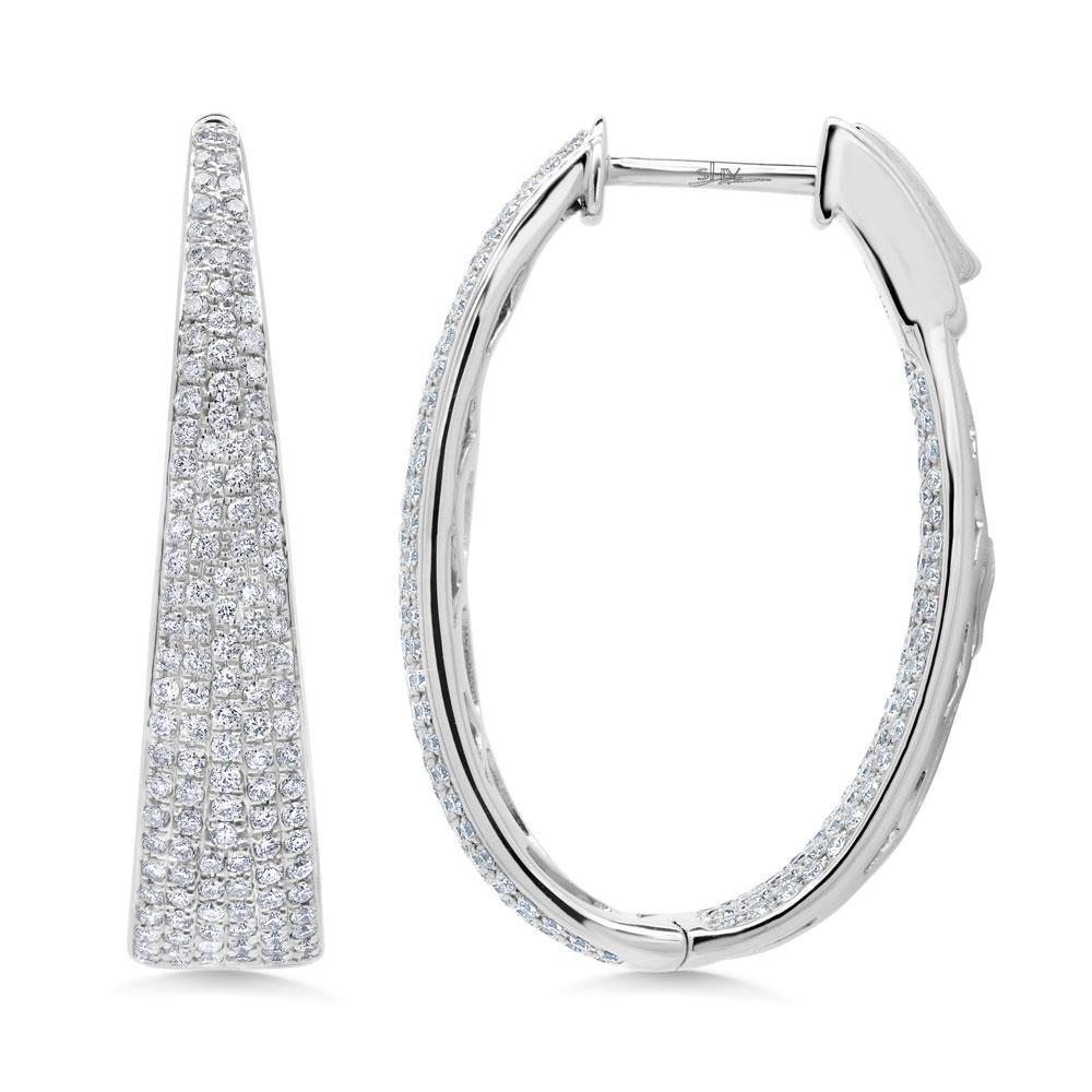 Diamond Pave Oval Hoop Earrings