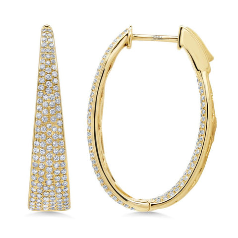 Diamond Pave Oval Hoop Earrings