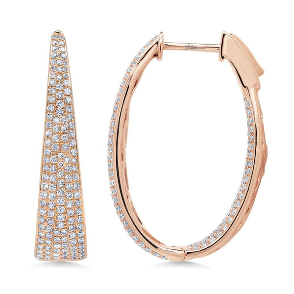 Diamond Pave Oval Hoop Earrings