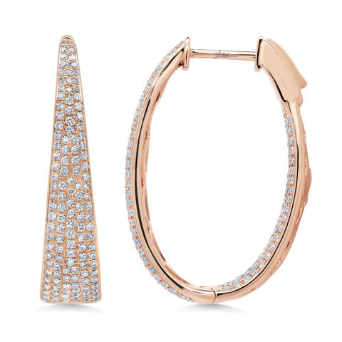 Diamond Pave Oval Hoop Earrings